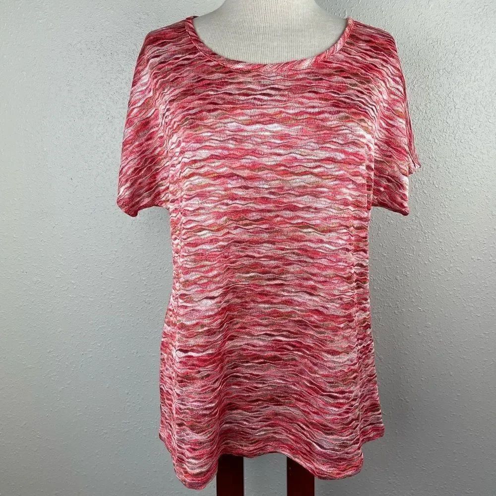 Dressbarn Short Sleeve Blouse Top Size L EUC